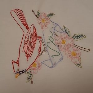 Vintage Hand Stitched Virginia State Bird & Flower